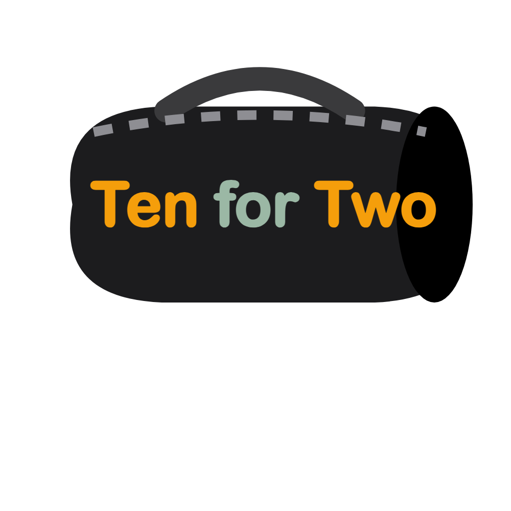 Ten for Two logo - a black duffel bag reading Ten for Two